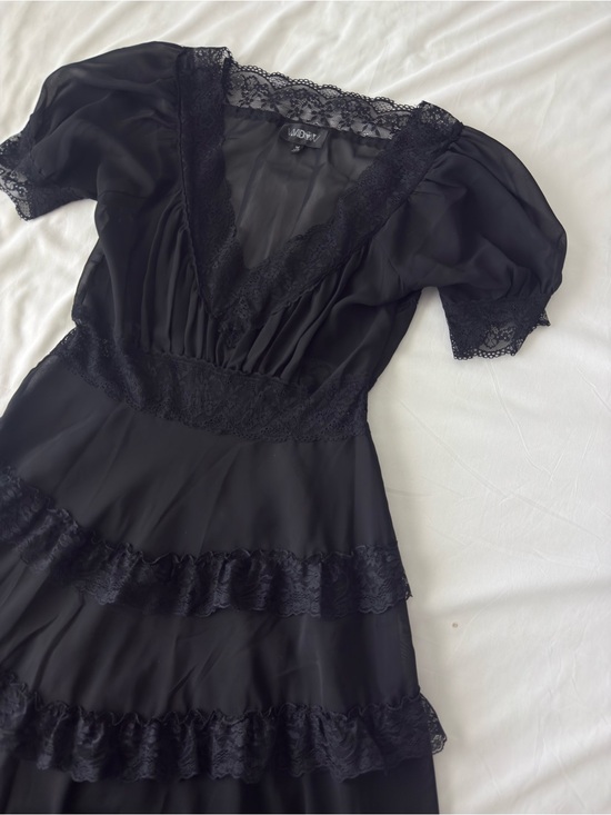 Dolls Kill Dresses & Skirts - Dolls Kill Widow Perpetual Night Maxi Dress Medium Black Sheer Lace Goth Romance